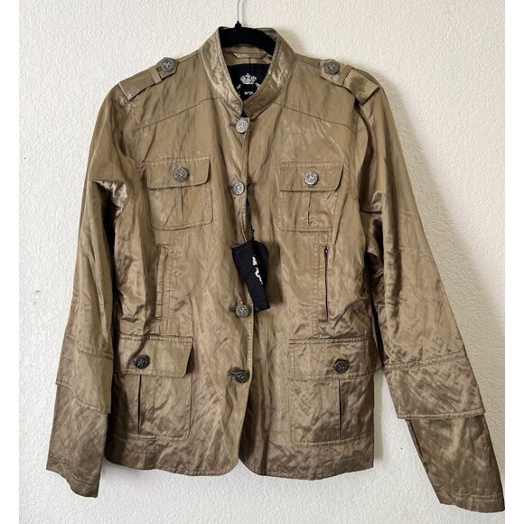 Cino Womens Jacket Large Brown Button Front Pockets Outdoor